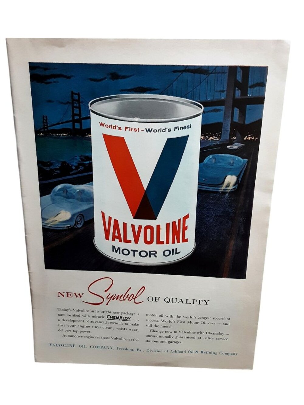 1960 Valvoline Motor Oil Vintage Garage Decor Advertisement Automotive Wall Art